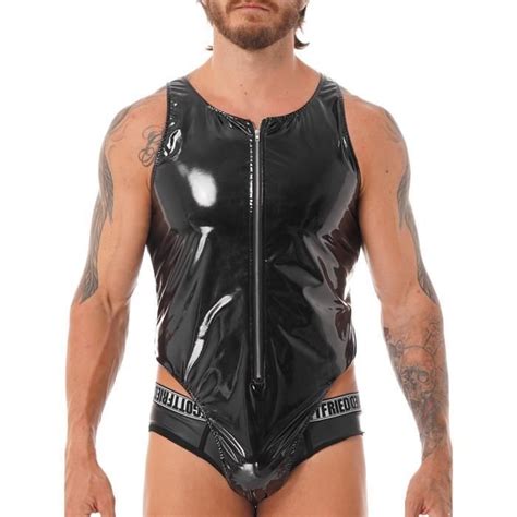 Iiniim Sous V Tements Sexy Homme Body String Combinaison Faux Cuir