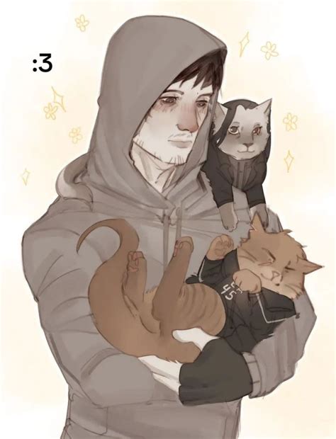 A Drawing Of A Person Holding A Cat And A Kitten In Their Arms With The