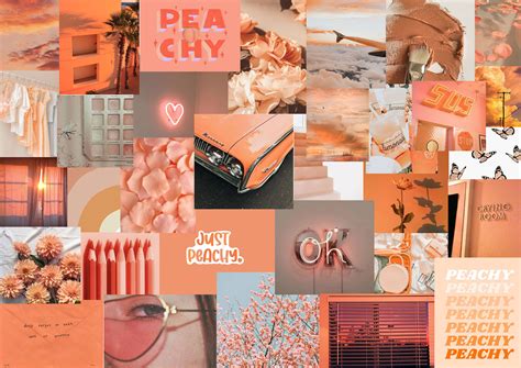 Peachy Vibe Aesthetic Wall Collage Kit Images Digital Etsy Cute Hot Sex Picture