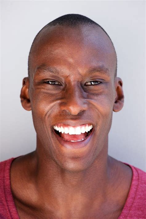 Head Portrait of Handsome Black Man Laughing Stock Photo - Image of male, casual: 110573940