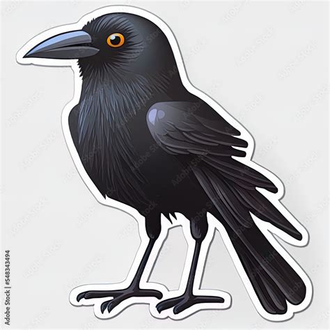 Black crow bird cartoon sticker Stock Illustration | Adobe Stock