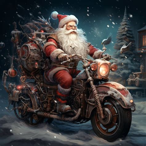 Santa Claus Riding Motorcycle Clipart 16 High Quality Pngs Biker Santa