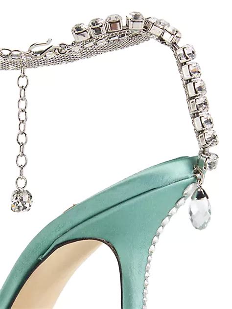 Shop Jimmy Choo Saeda 100mm Crystal Chain Strap Satin Sandals Saks