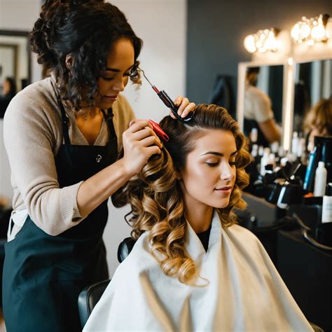 Lexica - A photo of a woman getting her hair done at the salon. The ...