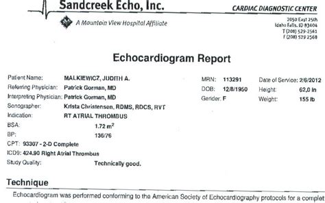 jm's Adventure with Multiple Myeloma: Echocardiogram Results of February 6 2012 Received