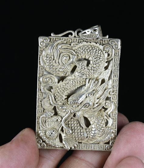 Cm Rare Old Chinese Miao Silver Feng Shui Dragon Loong Lucky