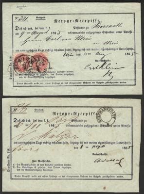 Poststück Österreich 1864 2 frankierte Briefmarken und