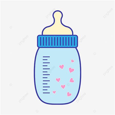 Blue Love Baby Bottle Clipart Vector and PNG