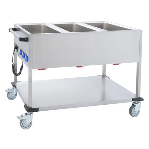 Bain Marie Wagen BW3K Speiseausgabewagen 3x GN1 1 Griff Stirnseitig