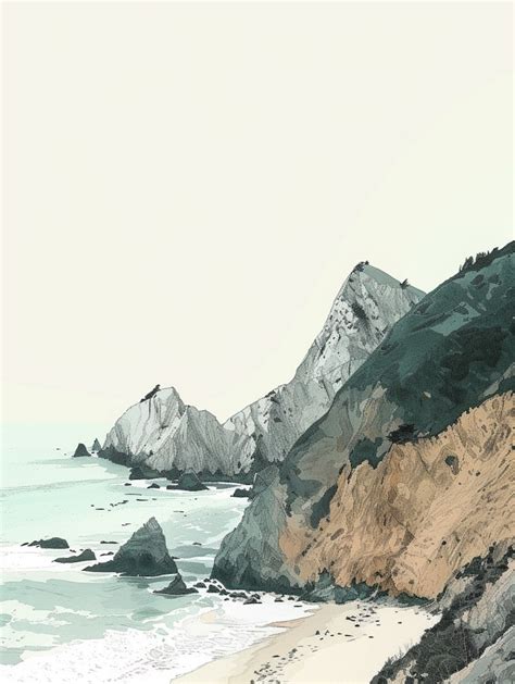 Mount Tamalpais Usa Color Line Drawing 1 Art Print By Pixel Peaks Fy