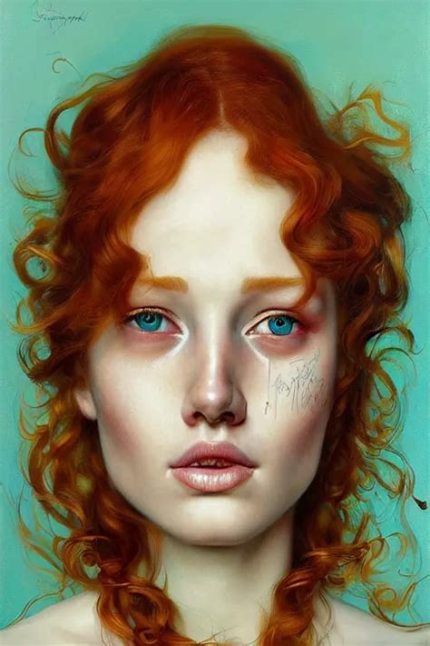 KREA Hyper Realistic Painting Portrait Of A Redhead Girl With Flowing