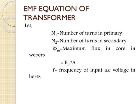 PPT - EMF EQUATION OF TRANSFORMER PowerPoint Presentation, free download - ID:3030093