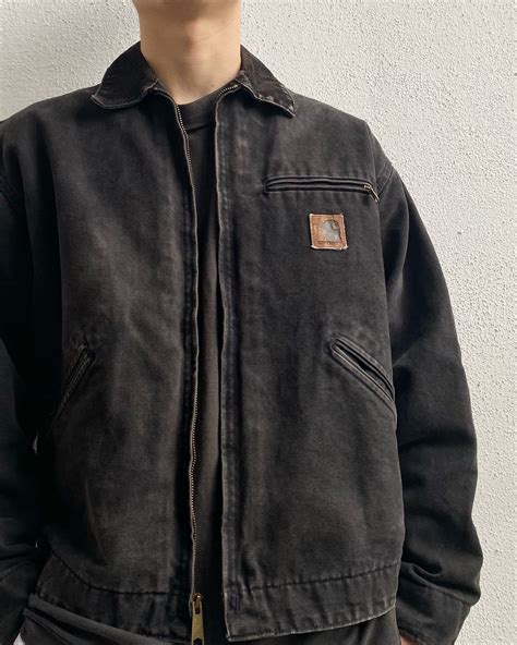 1980s Faded Black Carhartt Detroit Jacket Lxl Exaghules