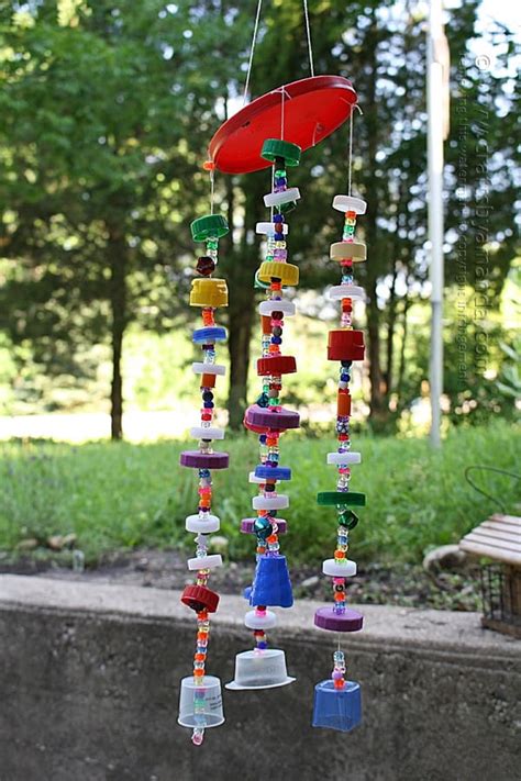 Recycled Plastic Lid Windchime Crafts By Amanda