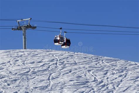 Gondola lift and ski slope stock photo. Image of caucasus - 170417352