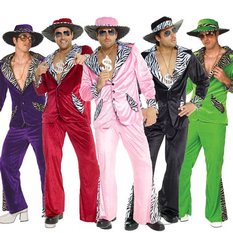 Mens Pimp Daddy Fancy Dress Pimp Costume L Xl Incl Hat 1970`s 70s