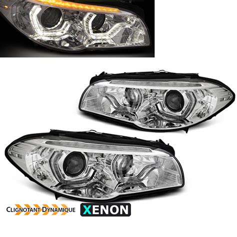 Phares Xenon BMW Serie 5 F10 F11 Angel Eyes LED 10 13 Look Iconic