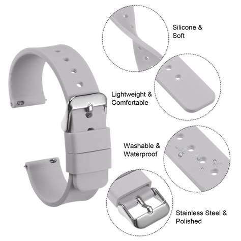 Silicone Watch Band 18mm Quick Release Soft Rubber Watch Strap Grey Ebay