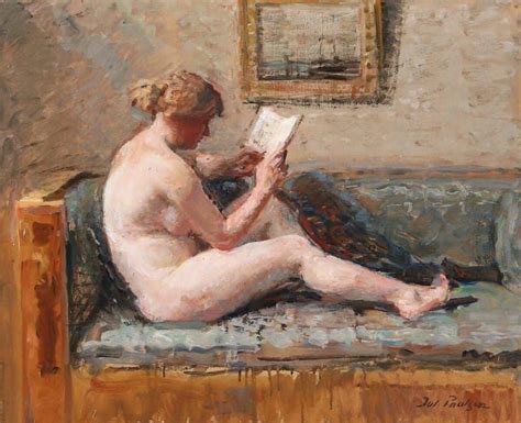 Un modelo de lectura desnudo en un sofá por Julio Paulsen reproducción