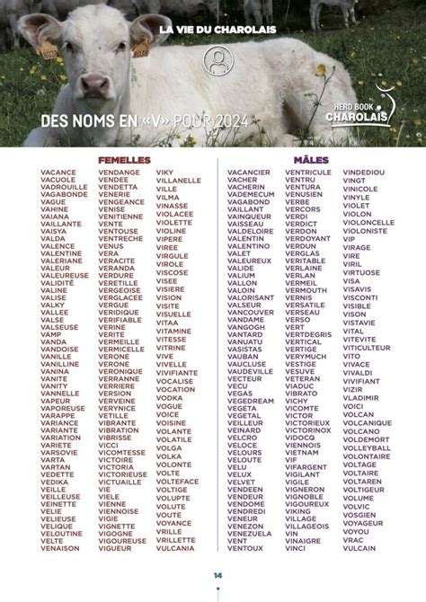 Les Noms En V Pour 2024 Herd Book Charolais