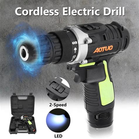 12v Cordless 2 Speed Led Li Ion Battery Rechargeable Electric Drill