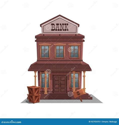 Bank For Western Town For Game Level And Background Isolated On White