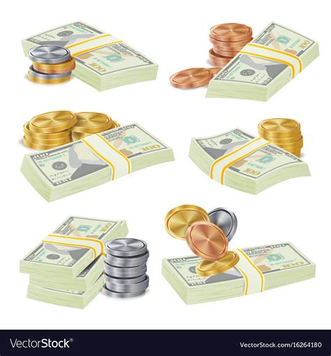 Realistic money stacks Royalty Free Vector Image