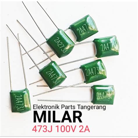 Jual KAPASITOR MILAR 473J 100V 2A 47k 47n 0 047uf CAPACITOR MILAR 473J