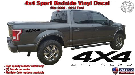 4x4 Sport Bedside 1 Color Vinyl Decals Stickers fits: Ford F150 Sport ...