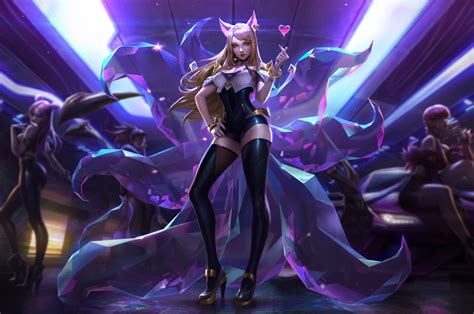 Wallpaper League Of Legends Ahri Video Game Art Women Stockings