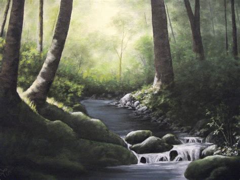 Woods Forest Trees Stream Water Summer Spring Nature Sunlight Waterfall Original