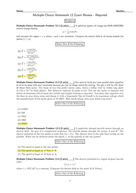 Mchomework Multiple Choice Hw Name Section Multiple Choice