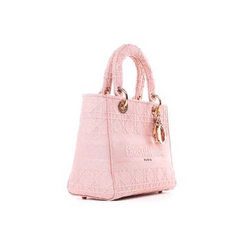 Sac Bandouli Re Moyen Lady D Lite Dior Toile Rose