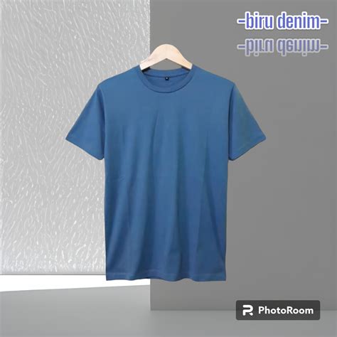 Jual KAOS POLOS 100 CATTON COMBAT 30S Kaos Polos Biru Denim Pria Wanita