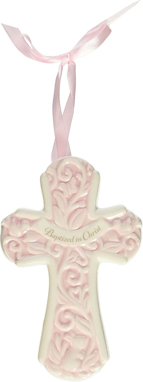 Enesco Baptism Pink Cross Multi Color Home And Kitchen