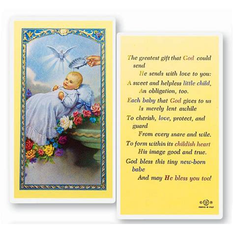 Baptism Holy Card Laminated St Patricks Guild