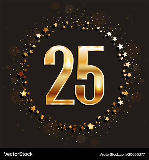 25 years anniversary gold banner Royalty Free Vector Image