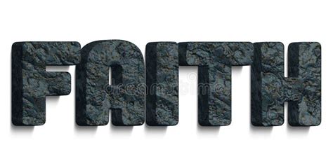 The Word Faith Made Of Rock In 3d Format Isolated On White Background