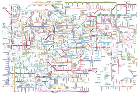 The full map of rail and metro lines in the Tokyo Metropolitan Area : r ...