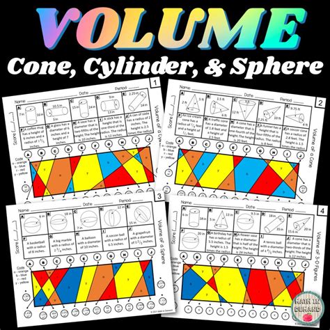 Volume Of A Cone Cylinder And Sphere Stained Glass Activities