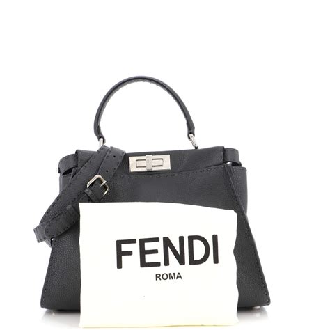 Fendi Selleria Peekaboo Bag Leather Medium Gray 2109381