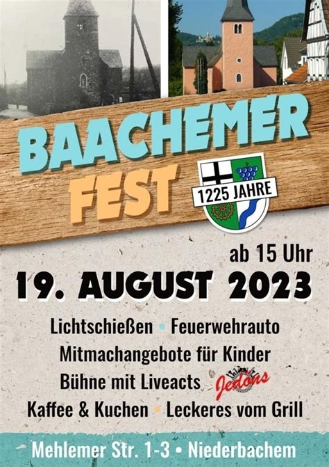 Einladung Baachemer Fest 1225 Singen In Wachtberg 1922 E V