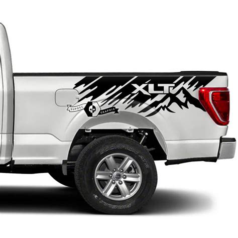 Pair Ford F Xlt Bed Splash Mud Mountains Graphics Side Decals Stickers