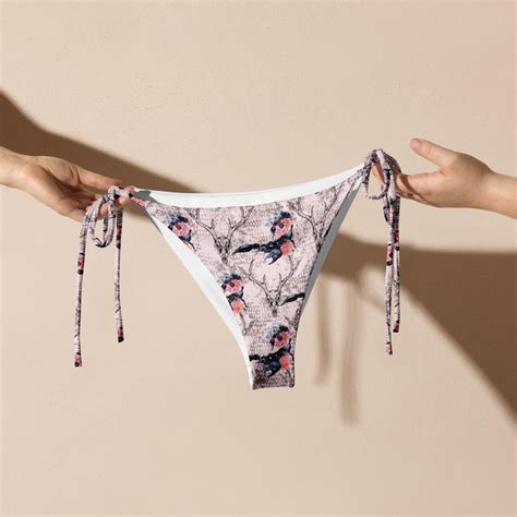 Rose Pink Longhorn Recycled String Bikini Bottom Western Scorpion String Bikini Cowgirl