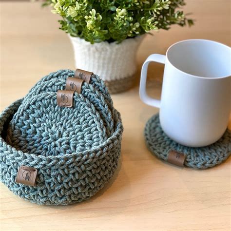 Crochet Coaster Set - Etsy