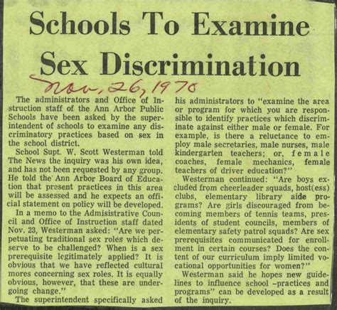 Schools To Examine Sex Discrimination Ann Arbor District Library