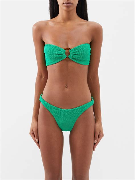 Hunza G Gloria Crinkle Knit Bikini Green Editorialist