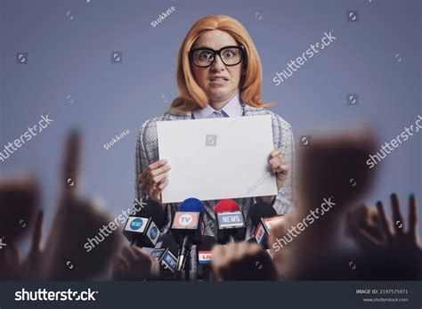 Shocked Funny Politician Showing Blank Sign Stock Photo 2197575971 ...