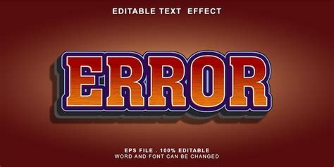 Error De Efecto De Texto Editable Vector Premium