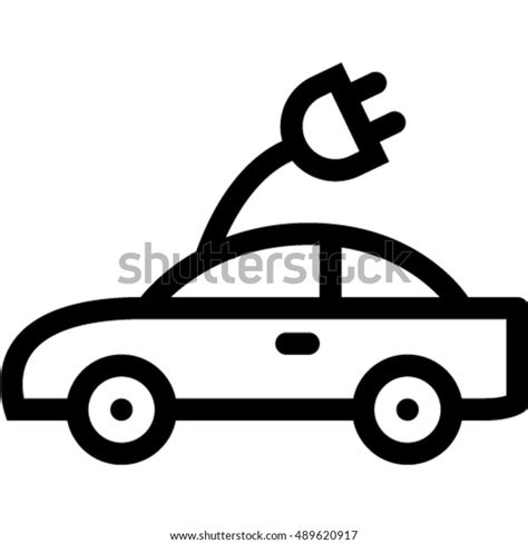 Electricity Car Outline Icon Stock Vector Royalty Free 489620917